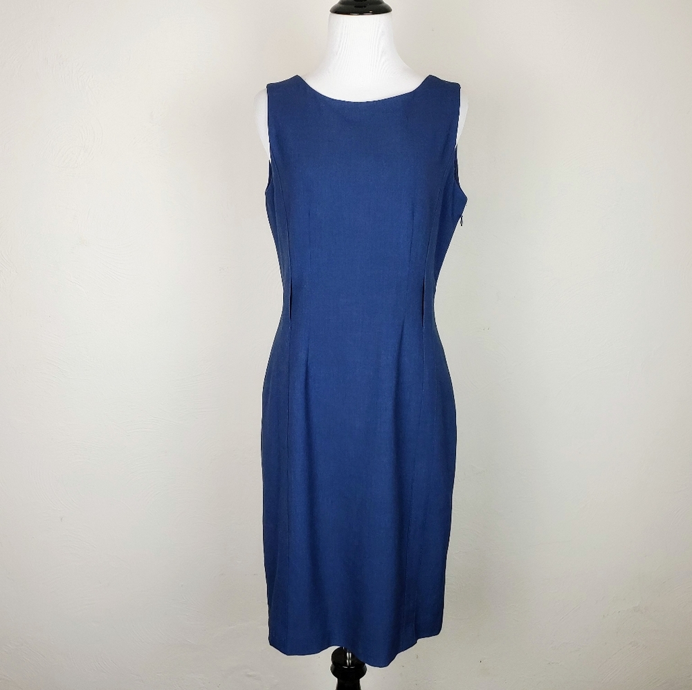 Calvin Klein Dress Sheath Blue Career Office Work Classic Sophisticated Neutral